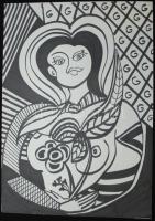 Jelzés nélkül: Akt, filc-papír, 42x30cm