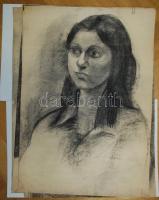 12db Eszes Hajnal jelzésű szén- és ceruzarajz klf méretekben