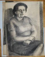 12db Eszes Hajnal jelzésű szén- és ceruzarajz klf méretekben