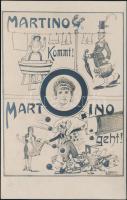 Martino, humour; signed circus postcard