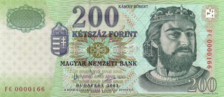 2002. 200Ft (3x) "FA/FB/FC 0000020" teljes sor! + 2003. 200Ft (3x) "FA/FB/FC 0000166&...