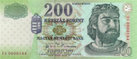 2004. 200Ft (3x) "FA/FB 0000074/ FC 0000164" sor T:I