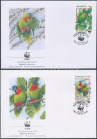 WWF: Blue Crowned Lorikeet set on 4 FDC WWF: Kéksapkás lóri sor 4 db FDC-n
