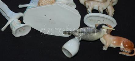 Zsolnay, Drasche porcelán tétel: Őz és gidája, jelzett, hibátlan, 18×14 cm, tacskó, jelzett, hibátla...