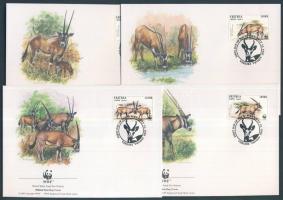 WWF: East African Oryx set on 4 FDC, WWF: Bejza sor 4 db FDC-n