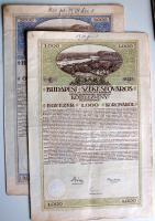 1918. "Budapest Székesfőváros" kötelezvénye 1000K-ról + 5000K-ról magyar és német nyelven.
