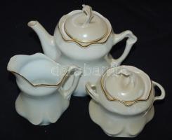 Jelzés nélküli szecessziós teás készlet, nagyon apró hiba a kiöntőn és az egyik csészén