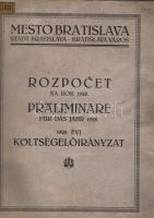 1928 Poszony város költségelőirányzata