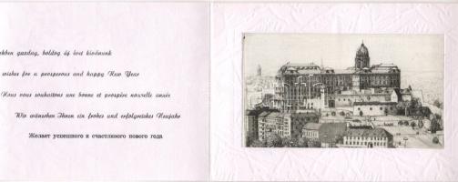 6db modern rézkarcos üdvözlőlap régi városképekkel