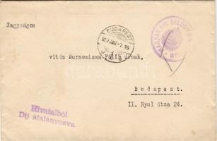 1937 Belügyminisztériumi levél, benne kormányzói köszönetnyilvánító kártya