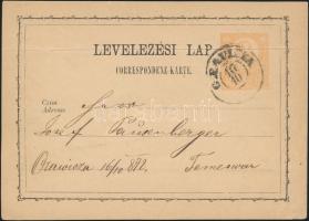 2kr PS-card "ORAVICZA" - Temesvár (Timisoara), 2kr díjjegyes levelezőlap "ORAVICZA" - Temesvár