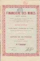 Belgium 1925. Financiére Des Mines 100Fr bányarészvány szelvényekkel Belgium 1925. Financiére Des Mines 100 Francs mine company share with coupons