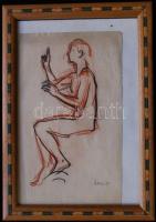 Istokovits jelzéssel: Jelentkező, tus, papír, üvegezett keretben 27×16 cm