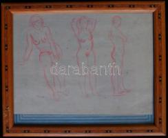 Istokovits jelzéssel: Női aktok, ceruza, papír, üvegezett keretben 20×28 cm