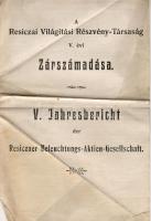 A resiczai világítási Rt. zárszámadása magyar és német nyelven