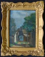 Áldor János László (1895-1944): Kis szolnoki utca 1924, olaj, farost, jelzett, keretben, 30x22cm (helyenként javítva)