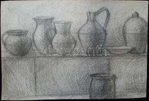 Rozs J. jelzéssel: Tanulmány, grafit, papír, 40x59cm