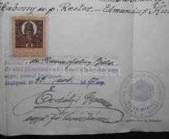 1933 A Pázmány Péter Tudományegyetem által kiadott jogi diploma hivatalos másolata 34x42cm