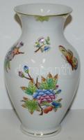 Kézzel festett Victoria avec bord en or mintás jelzett Herendi porcelán váza hibátlan állapotban / Handpainted Herend chinaware vase in flawless condition 17cm