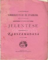 1904 A Nagykárolyi Kereskedelmi és Iparbank jelentése; Róth Károly nyomdája
