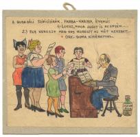 Jelzés nélkül: 2db karikatúra, tus, akvarell, papír/karton, 15,5x17cm/25x17cm