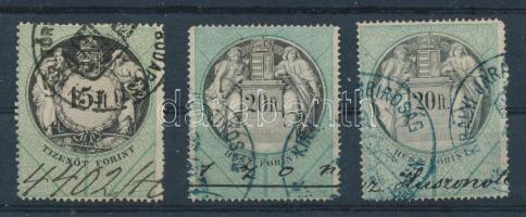 1865 Okirati illetékbélyeg 15Ft + 2 x 20Ft