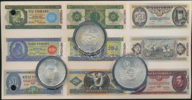 1956. 10Ft + 20Ft + 25Ft Ag "10 éves a Forint" sor, díszlapon tanúsítvánnyal T:BU