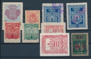 1913 Vegyes városi tétel 9 db, közte Sopron 30P/1P/1K