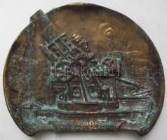 1915 bronz tálka , 30,5 cm Mörser 1914-1915 agyú, hátoldalán Skodawerke A.C Pilsen, korának megfelelő állapotban / bronze tray "SYSTEM SKODAWERKE A.G. PILSEN" on the back and "30'5cm MOERSER 1914-1915" on the front dimensions: 19x15cm
