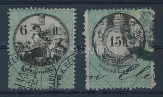 1870 6Ft + 5Ft illetékbélyeg hártyapapíron