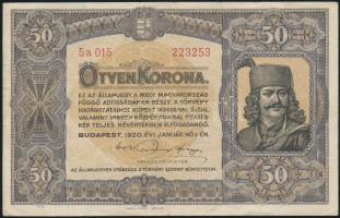 1920. 50K "Orell Füssli Zürich" kissé felfelé tolódott nyomat T:II/II-