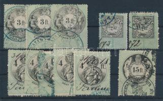 1868 11 db (4 klf) illetékbélyeg