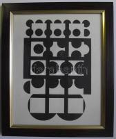 Victor Vasarely (1908 - 1997): Kompozíció, szitanyomat, illusztráció a Panderma c. lapból, üvegezett keretben 24x29cm
