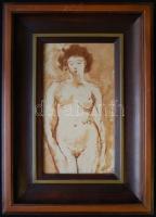 Novák András (1936): Női akt, olaj, farost, jelzett, igényes keretben, 25×15 cm