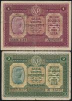Olaszország/Velence/osztrák-magyar megszállás 1918. 1L + 2L T:III Italy/Venice/Austrian-Hungarian occupation 1918. 1 Lira + 2 Lire C:F