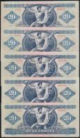 1980. 20Ft (5x) közte nagyon alacsony sorszámú is T:I-,II