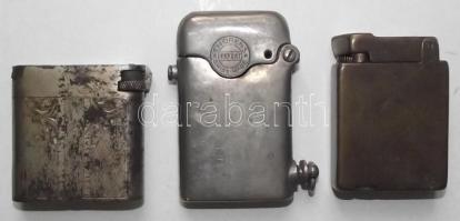 3 db századfordulós öngyújtó, közte érdekes szerkezetű svájci / vintage lighters