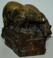 Cca 1900, páros bronz jegesmedve figura, jelzés nélkül, m: 19 cm, h:19 cm, sz: 14 cm, s:4,9 kg./Old bronz icebear figure
