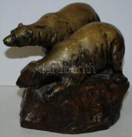 Cca 1900, páros bronz jegesmedve figura, jelzés nélkül, m: 19 cm, h:19 cm, sz: 14 cm, s:4,9 kg./Old ...
