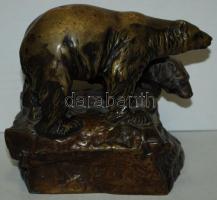 Cca 1900, páros bronz jegesmedve figura, jelzés nélkül, m: 19 cm, h:19 cm, sz: 14 cm, s:4,9 kg./Old ...