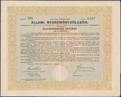 Budapest 1941. Állami nyereménykölcsön Államadóssági kötvény 200 Pengőről szelvényekkel, szárazpecséttel