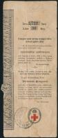 1882. "Magyar szent korona országainak vörös-kereszt egylete" Kisorsolási kötvény 5Ft-ról ...