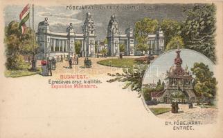 Budapest Ezredéves Országos Kiállítás Főbejárat 2kr Ga. s: Morelli, Dörre