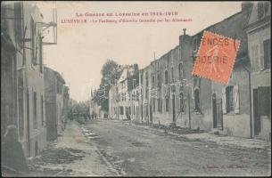 Lunéville a németek által leégetett Faubourg d'Einville, első világháború, Lunéville the Faubourg of Einville burned by the Germans, WWI