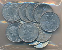 Amerikai Egyesült Államok 1999-2010. 1/4$ (12x) mind klf motívummal, államok/nemzeti parkok T:1-,2 USA 1999-2010. 1/4 Dollar (12x) with different motives, states/national parks C:AU,XF