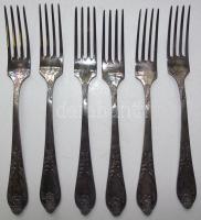 Cca 1940, 24 db-os jelzett, alpakka evőeszközkészlet: 6  villa + 6 kanál + 6 kés + 6 teáskanál