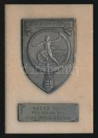 Berán Lajos (1882-1943) 1939. Magyar Királyi Államvasutak Sportegyesületeinek Ligája ezüstözött plakett márvány talapzaton (120x80mm) T:2