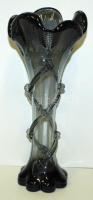Dekoratív kézzel készített, szakított üveg váza hibátlan állapotban /  Handmade glass vase in flawless condition 30 cm