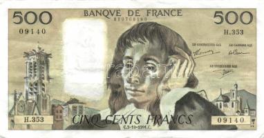 Franciaország 1991. 500Fr T:II- France 1991. 500 Francs C:VF