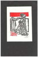 S. B. jelzéssel: 14db fametszet: ex librisek, gyászlapok, emléklapok, kartonra kasírozva 20,5x14,5-23,5x15,5cm